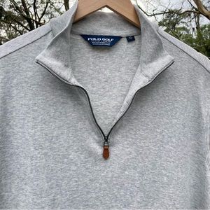 Polo Golf Cotton Knit Quarter Zip Vest XL Light Gray
